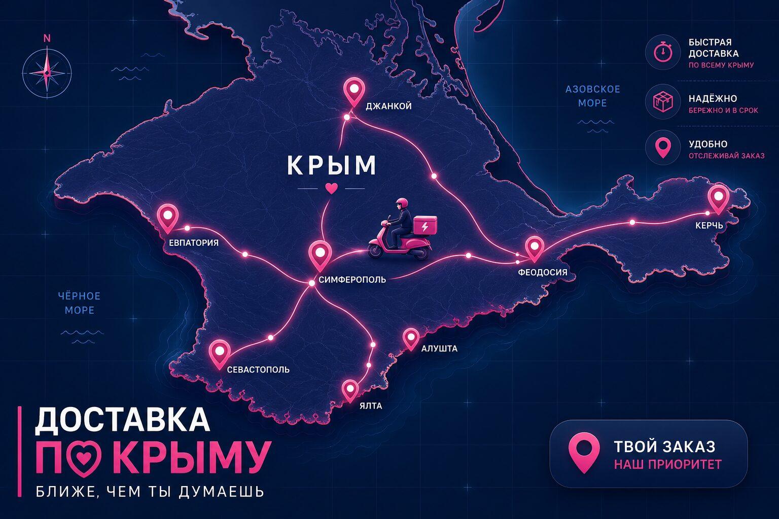 Новые районы доставки в Крыму